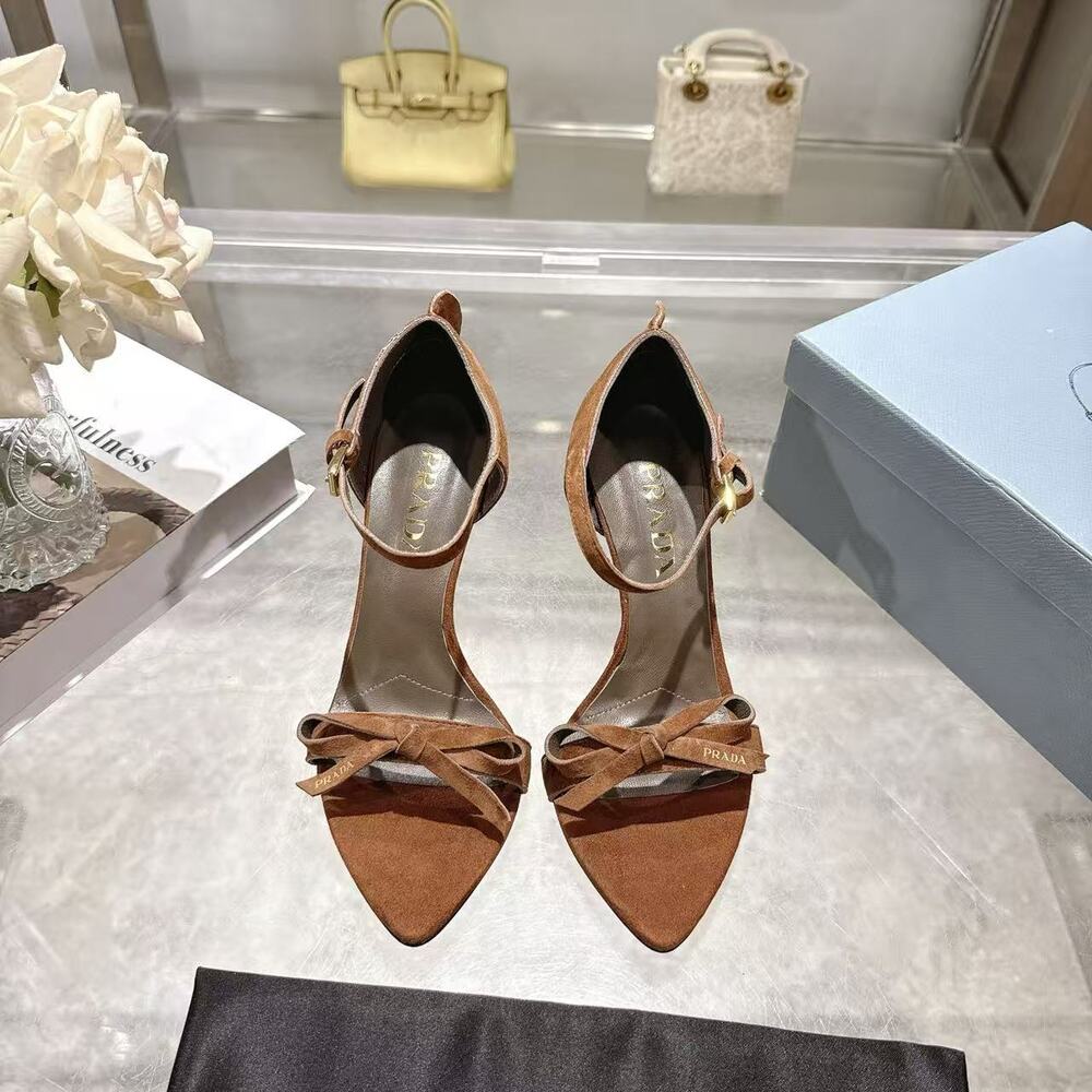 Prada Brown Suede Pointed Toe Slingback Stiletto Heels